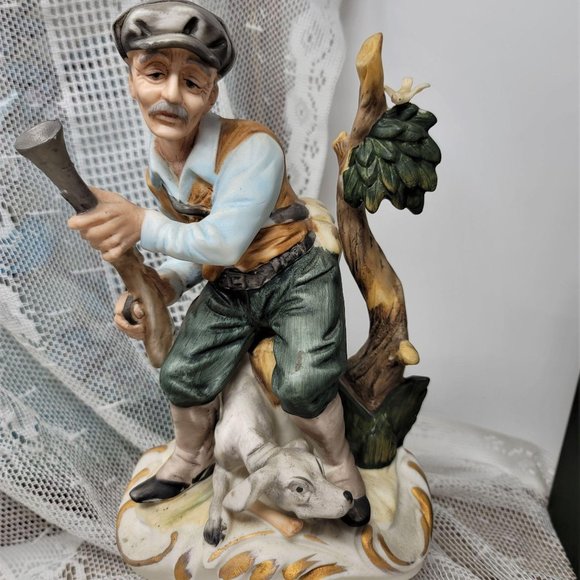 VTG Old Man Bird Hunter w/Dog and Rifle Figurine - Picture 9 of 9